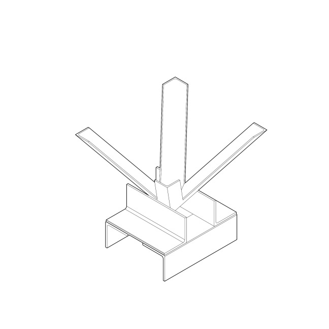 4 pcs 1in angle bar chamfer cut and welded to form square inverted pyramid with sturdy base, metal off-cuts.